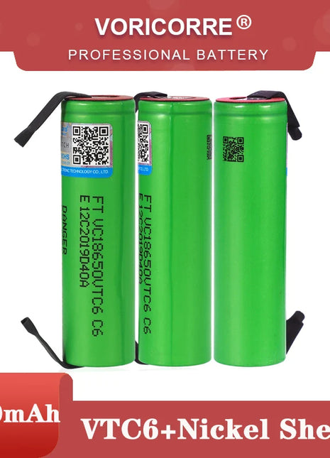 VariCore VTC6 3.7 V 3000 mAh 18650 Li-Ion Ricaricabile Batteria VC18650VTC6 batterie + FAI DA TE Nichel Lenzuola - riparo82