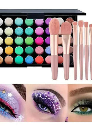 40 Color Eye shadow Palette Make-up for Women with Brushes Nude Eyeshadow Palette Glitter Matte Pigmented Powder Eye Cosmetics
