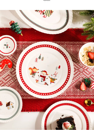 Posate natalizie Simpatico piatto Dim Sum in ceramica Piatto alimentare occidentale Regalo di Natale creativo - riparo82