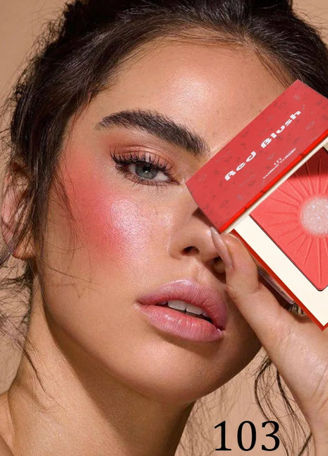 1PC Waterproof Blush Palette: Nude matte with pearlescent particles, light pink, orange and red, lightweight and long-lasting, s - Riparo82