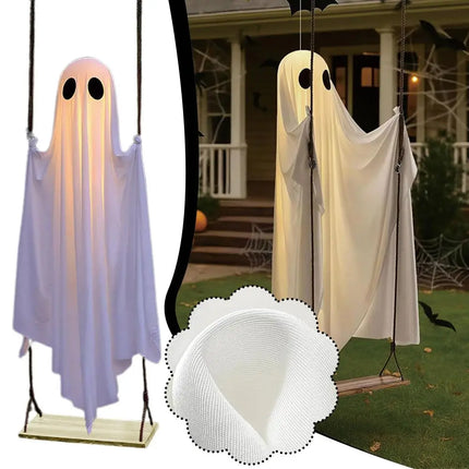 Halloween Garden Outdoor Ghost Decor Light Up Hanging Swing Ghost Scary Standing Ghosts Decor for Front Door Yard Home Party