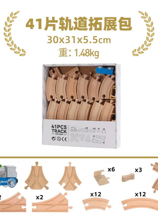 Set di binari ferroviari in legno Pacchetto di espansione Blocchi di costruzione fai-da-te Accessori Tracce adatte per binari in legno Giocattoli educativi per bambini