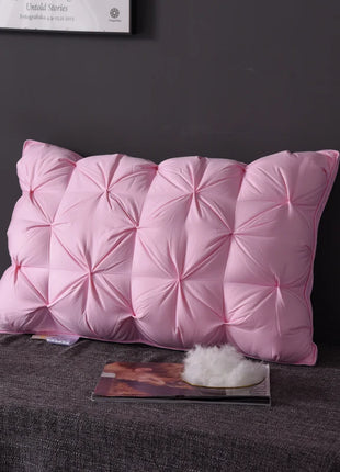 Luxury 100% Goose Down Feather Stuffed Pillows Pinch Pleat Design Neck Protection Bed Pure Cotton Cover Cushion for Sleeping - Riparo82