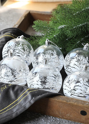 6 pezzi di palline di neve bianche trasparenti, palline di Natale, ciondolo, decorazione per albero di Natale, palline trasparenti, ornamento da appendere, decorazioni per la casa, Capodanno - riparo82