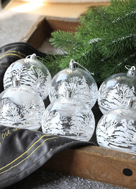 6 pezzi di palline di neve bianche trasparenti, palline di Natale, ciondolo, decorazione per albero di Natale, palline trasparenti, ornamento da appendere, decorazioni per la casa, Capodanno - riparo82