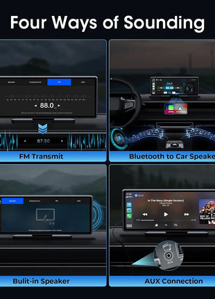 11.26 inch Dash Cam Car DVR 4K Camera Wireless Carplay Android Auto Touch Screen Dual Len Video Recorder Dashboard BT FM AUX GPS - Riparo82