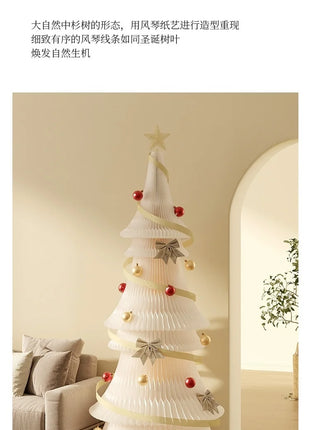 Natale grande ornamento per albero di Natale 2 m di altezza pieghevole in carta bianca decorazione per albero di Natale finestra ornamento luminoso