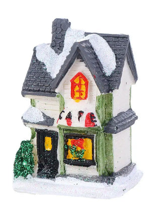 Decorazioni per la casa Figurina di Capodanno Mini resina artigianale Decorazione natalizia luminosa Decorazione della casa del villaggio Luce a LED