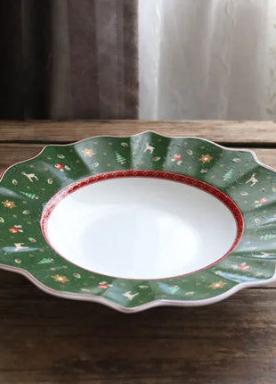 Tesoro tedesco Porcellana dura Giocattolo natalizio Joy Piatto piano multi-angolo Tazza di Natale Piattino Ciotola Candeliere - riparo82