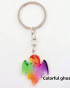 Halloween metal keychain contrast spider ghost bat acrylic material personalized decorations holiday party gifts. - Riparo82