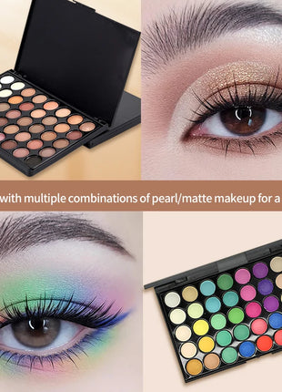 40 Colors Glitter Eyeshadow Palette Matte Waterproof Long Lasting Pressed Powder Cosmetics Kit Fashion Women Eye Makeup palette - Riparo82