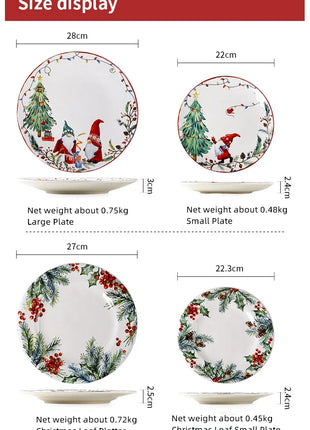 Set di piatti da pranzo in ceramica natalizia per uso domestico sottosmalto piatto rotondo Dim Sum sushi decorativo - riparo82