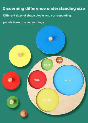 Giocattoli puzzle per bambini Montessori, lavagna per graffiare le mani con forme in legno e colori abbinati, giocattoli cognitivi geometrici per l'educazione precoce - riparo82