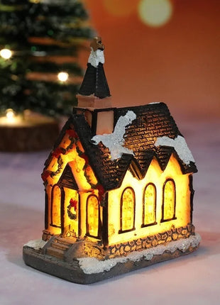 Natale Nuove decorazioni natalizie Piccola casa in resina Micro paesaggio Casa in resina Piccoli ornamenti Regali di Natale