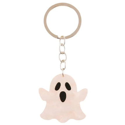 Halloween metal keychain contrast spider ghost bat acrylic material personalized decorations holiday party gifts.
