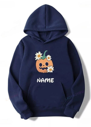Halloween Name  Pumpkin Face Cute Ghost Family  Spooky Season Matching Funny Skull Unisex Essentials Trend Hoodie Neutral Hoody - Riparo82
