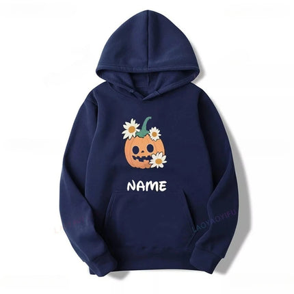 Halloween Name  Pumpkin Face Cute Ghost Family  Spooky Season Matching Funny Skull Unisex Essentials Trend Hoodie Neutral Hoody