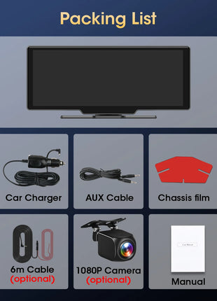 10.26" Wireless Carplay Android Auto Screen Car Radio Multimedia Video Player Rearview Camera Automotive Accessories 5G WIFI FM - Riparo82