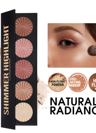 Highlighting and Contouring Palette 5 Colours All-in-One Makeup Palette Stereoscopic Natural Highlighting Makeup Palette - Riparo82