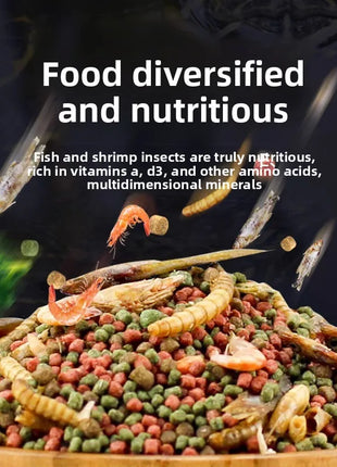 GEN CLIMB Turtle Food with Dried Shrimp&Mealworms-All-in-One Floating Pellets for Aquatic Turtles(Red-Eared Slider,Pond Turtle) - Riparo82