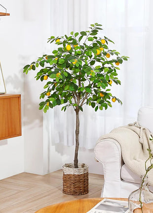 120cm/150cm Artificial Lemon Tree Artificial Tree With Fruit Fake Bonsai Plant Plastic Potted Plant Christmas Home Garden Decor