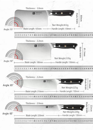 XINZUO Premium Modern 1-8PCS Din 1.4116 Stainless Steel Chef, Santoku, Utility & Paring Knife Set with Black - Riparo82