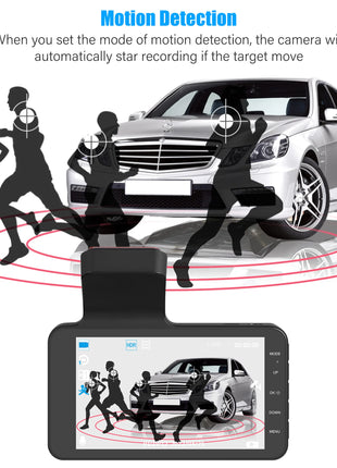 Dash Cam Front and Rear View Camera Video Recorder Dual Lens Car Dvr Cycle Recording Night Vision G-sensor 1080P Dashcam 4 Inch - Riparo82