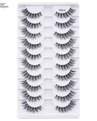 10 Pairs Faux Mink Eyelashes Handmade Natural False Eyelashes Soft Cross Messy Eye 3D Curly Eyelashes Extension Makeup Tools - Riparo82