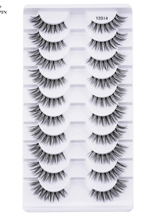 10 Pairs Faux Mink Eyelashes Handmade Natural False Eyelashes Soft Cross Messy Eye 3D Curly Eyelashes Extension Makeup Tools - Riparo82