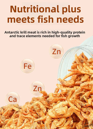 GEN CLIMB Freeze-Dried Antarctic Krill for Turtles & Fish - Premium Food for Arowana, Blood Parrot,Aquatic Turtles-High Protein - Riparo82