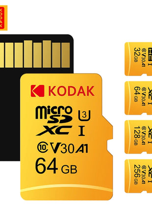Kodak Micro SD 256GB 128GB U3 e 64GB 32GB C10 Scheda SD Flash Drive Scheda di memoria Classe 10 4K cartao de Memoria Scheda di memoria Micro SD