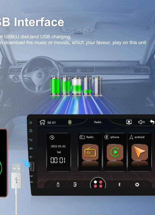 Hikity 9'' Car Stereo Radio 1 Din Carplay Android auto autoradio with Bluetooth FM Radio Receiver Support Mirror Link USB