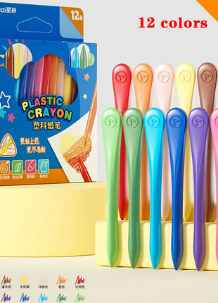 12/18/24/36 Colors Non-dirty Hand Plastic Crayons Washable and Erasable Color Crayons Children’s Painting School Office Supplies - Riparo82