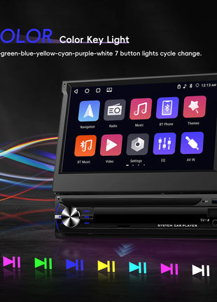 Hikity Carplay 4+64G Android 1Din Car Multimedia Player Retractable Screen GPS Navigation WIFI Bluetooth 1din autoradio No DVD - Riparo82