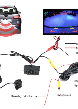 3 in 1 Car Parking Sensor Car Reverse Backup Rear View Camera with 2 Radar Detector Sensors Indicator Buzzer Alarm Car Camera - Riparo82