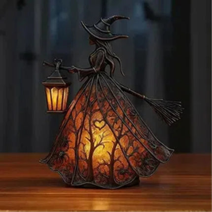 Halloween Witch Lamp Light with Glow-in-The-Dark Figurine for Bedroom Spooky Halloween Decor Indoor & Outdoor Halloween Decor