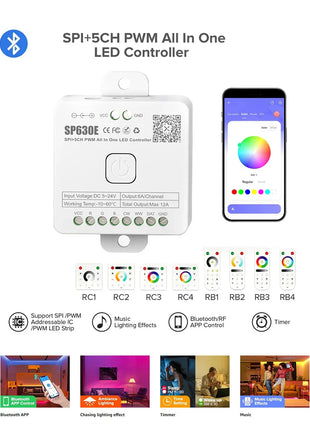SP530E SP630E WiFi Alexa Bluetooth Controller LED Supporto RGB RGBW RGBCCT o SPI TTL IC Chip LED Strip/Matrix PWM Monocromatico CCT - riparo82