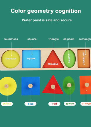 Giocattoli puzzle per bambini Montessori, lavagna per graffiare le mani con forme in legno e colori abbinati, giocattoli cognitivi geometrici per l'educazione precoce - riparo82