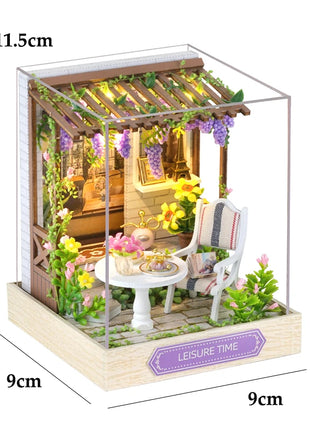 Fai da te in legno caldo Natale Lodge Casa Case delle bambole Kit modello in miniatura Casa delle bambole con mobili Luci a LED per regali di amici