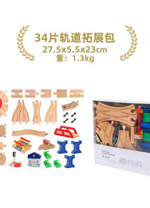 Set di binari ferroviari in legno Pacchetto di espansione Blocchi di costruzione fai-da-te Accessori Tracce adatte per binari in legno Biro Giocattoli educativi per bambini - riparo82
