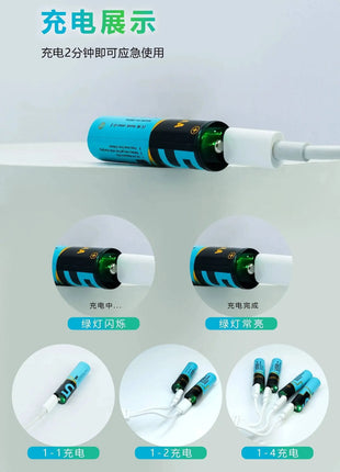 Batteria AA da 6 pezzi con cavo USB tipo C Batteria ricaricabile agli ioni di litio, batteria AA da 1,5 V, batteria AA da 2200 mWh - riparo82