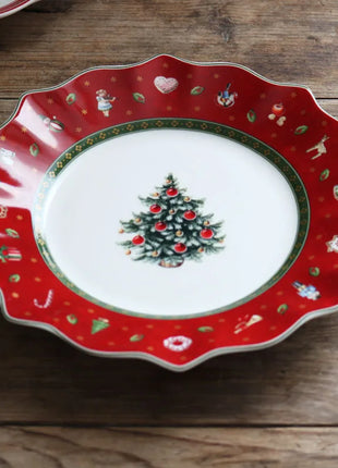 Tesoro tedesco Porcellana dura Giocattolo natalizio Joy Piatto piano multi-angolo Tazza di Natale Piattino Ciotola Candeliere - riparo82