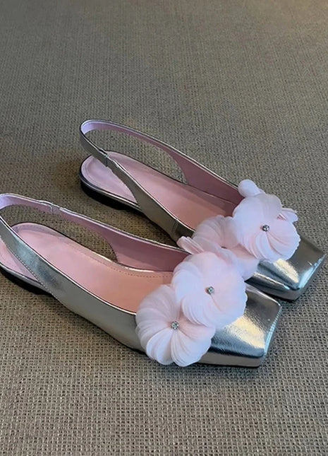 Summer Women Flower Cover Toe Sandals Shallow Slip On Shoes Ladies Stripper Party Dress Flats Sandalis - Riparo82