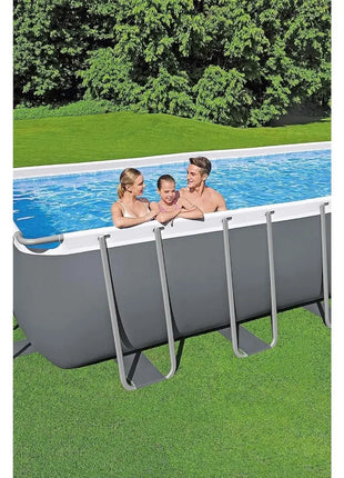Swimming Pool Set 31' 4" x 16' x 52" Rectangular Metal Frame Above Ground with 2,200 GPH Filter Pump, Ladder and Pool Cover - Riparo82