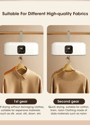 T-shirts and pants drying in electric cabinet