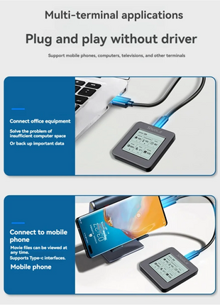 T88C 2242 M.2 NVME/NGFF SATA SSD Enclosure with Screen Display USB 3.2 Gen2 Type-C 10 Gbps External M2 Case for Laptop - Riparo82