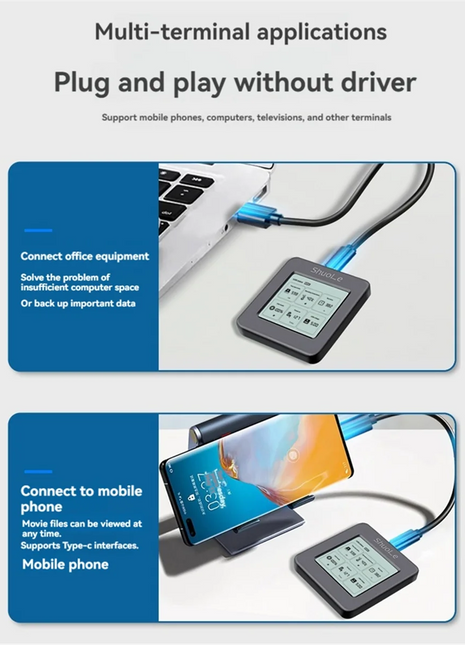 T88C 2242 M.2 NVME/NGFF SATA SSD Enclosure with Screen Display USB 3.2 Gen2 Type-C 10 Gbps External M2 Case for Laptop - Riparo82