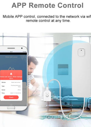  Tuya smart flood leak sensor shown on tiled floor