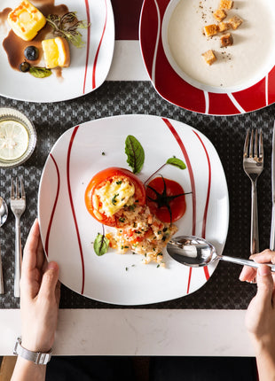 MALACASA Set da tavola da tavola in porcellana bianca avorio da 18/30 pezzi con tazze da 6 pezzi Piattini Piatto da pranzo per zuppa da dessert - riparo82