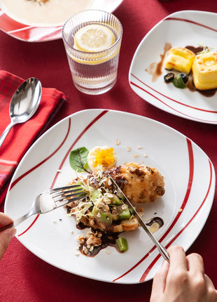 MALACASA Set da tavola da tavola in porcellana bianca avorio da 18/30 pezzi con tazze da 6 pezzi Piattini Piatto da pranzo per zuppa da dessert - riparo82